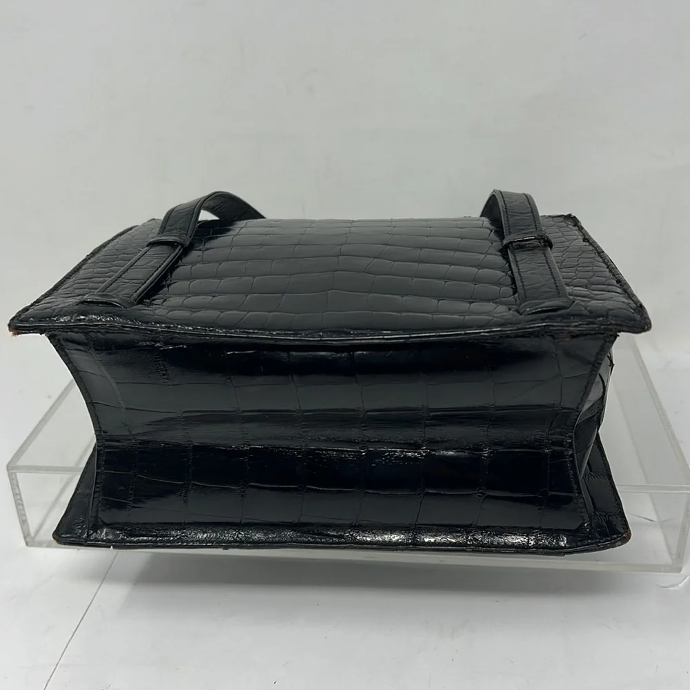 Lucille de Paris Black Crocodile Handbag